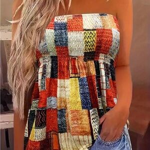 Patchwork Sleeveless Top - Multicolor